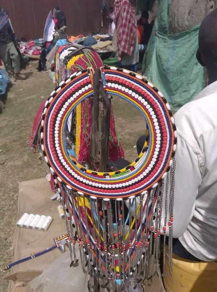 A close-up of handcrafted Maasai beaded jewellery
